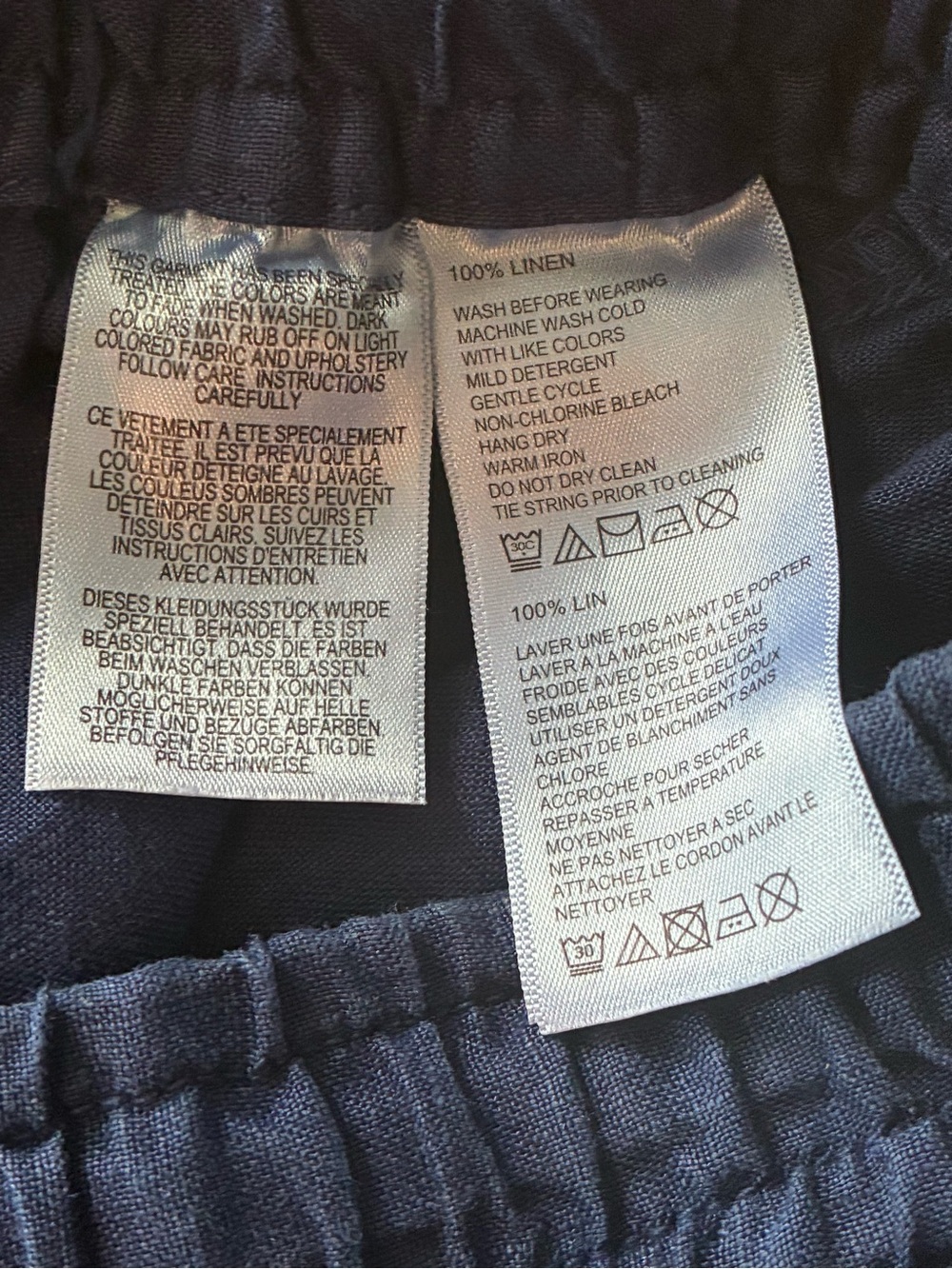 Tommy Bahama Womenโs Navy Drawstring 100% Linen Pants. Size Medium. - Picture 7 of 15